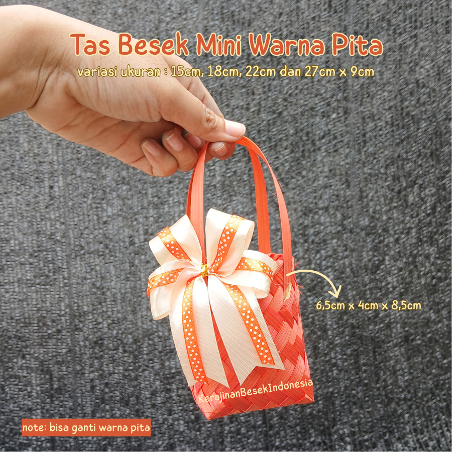 

GROSIR TAS BESEK MINI WARNA BONUS PITA Goodie bag bingkisan hampers kecil telur souvenir gift bag