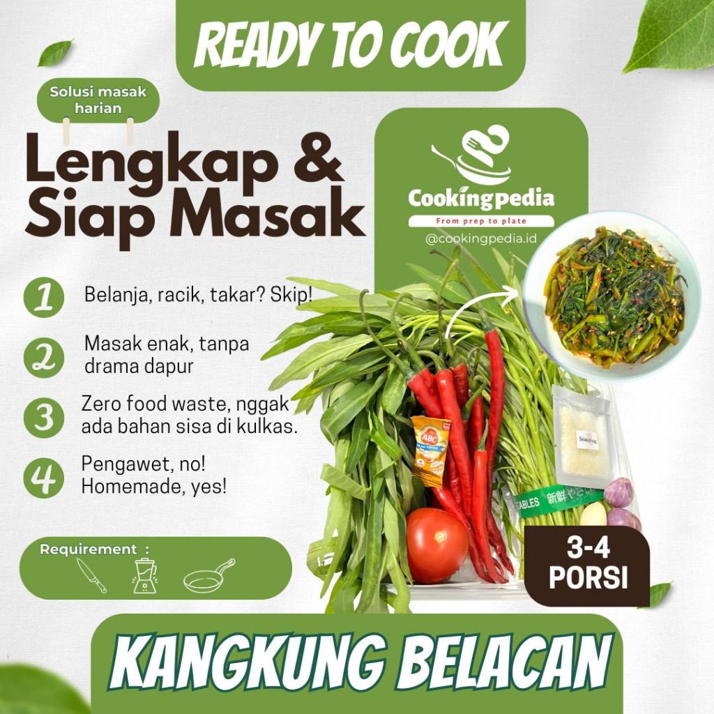 

[Cookingpedia] Paket Masak Kangkung Belacan I Paket Masak Bumbu Komplit I Kangkung Segar I Higienis I Ready to Cook