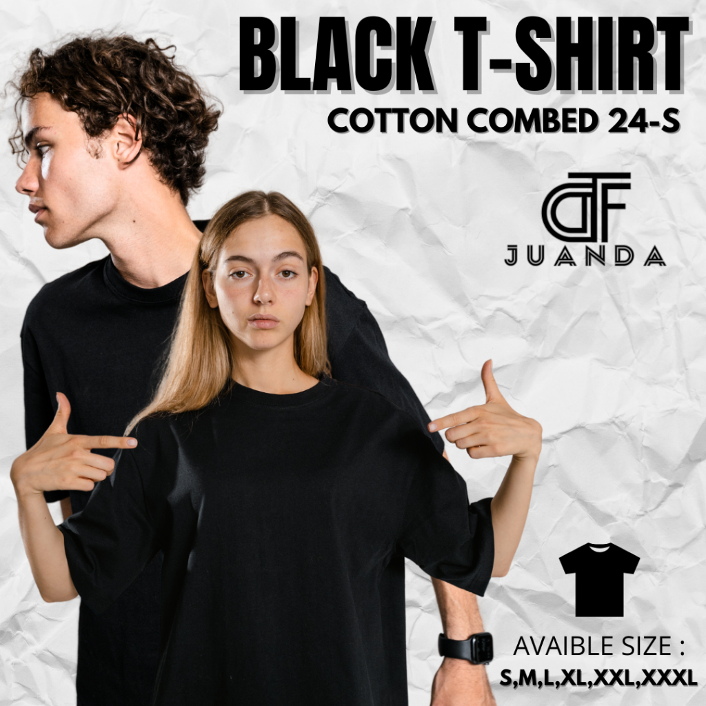 [Grosir] Kaos Polos Hitam 100% Combed 24S Premium Ukuran S-XL