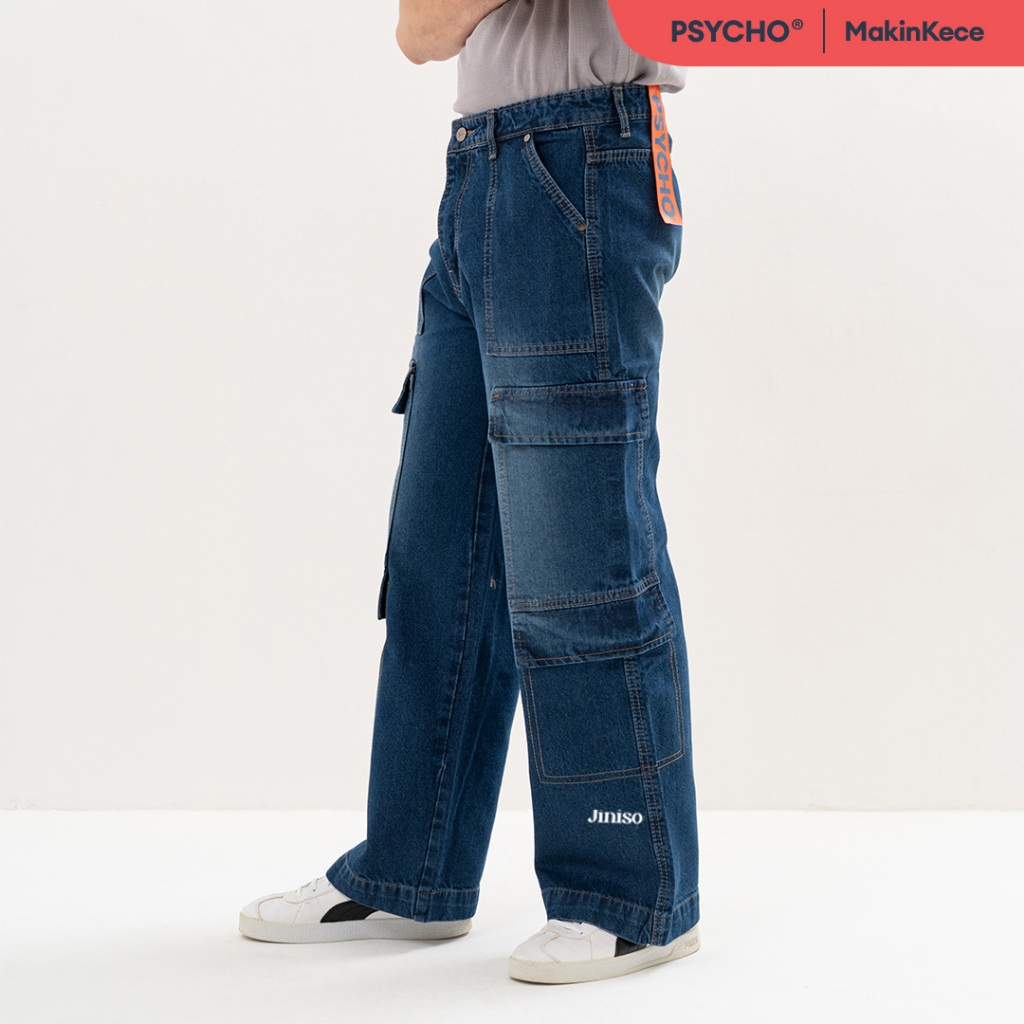 JINISO - Denim Highwaist Cargo Loose Jeans Pria 554