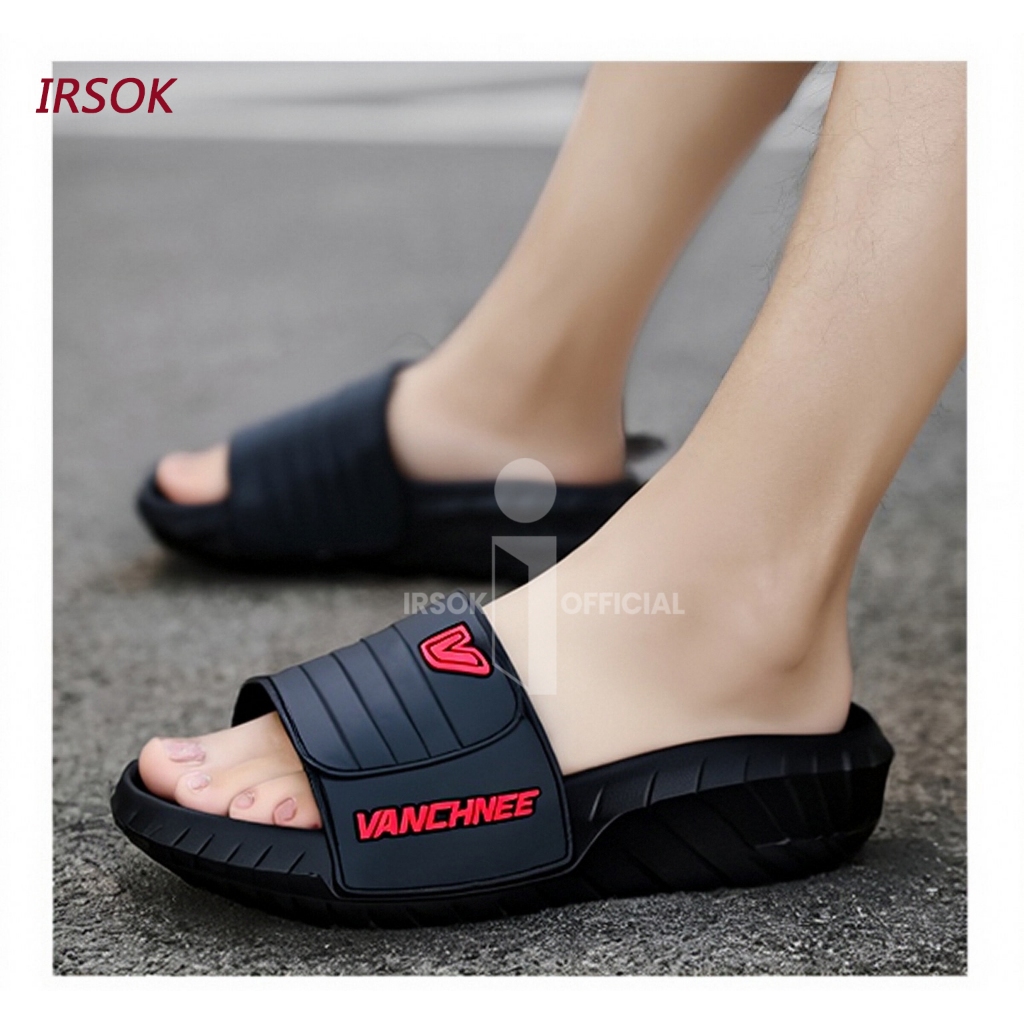 IRSOK Sandal Pria Kekinian Sandal Slop Pria Dewasa Sandal Slide Pria Tinggi Anti Slip Cowok Dewasa N