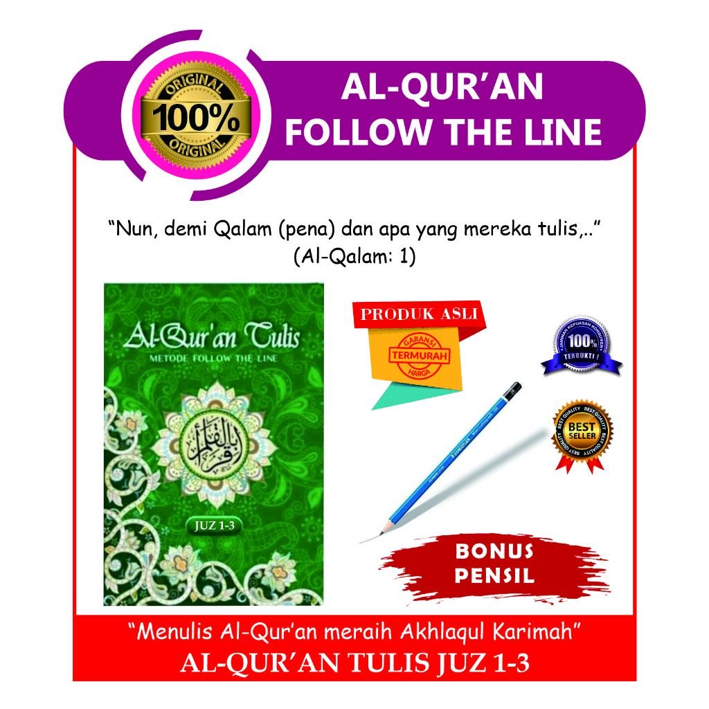 alquran tulis juz 1 sampai 3 Belajar Menulis Huruf Hijaiyah Bonus Pensil