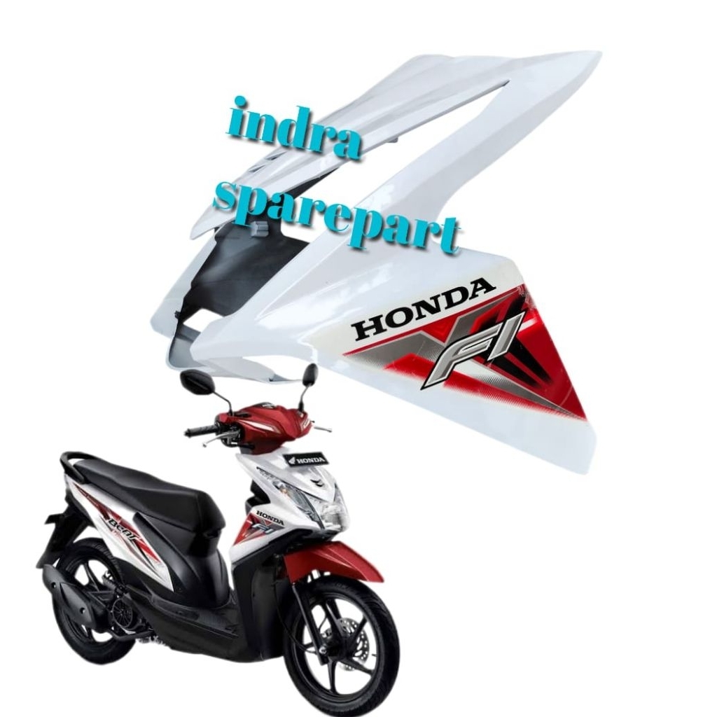 Tameng Panel Body Depan Honda Beat Fi Tahun 2015 - 2016 Putih Merah Plus Striping