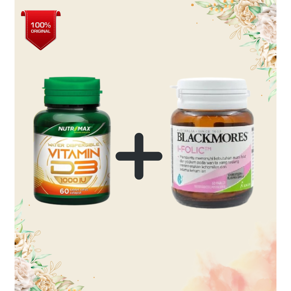 PROMIL 1 -Nutrimax D3 1000 IU 60 Tab + Blackmores I folic 60 Tab / Vitamin D, Asam Folat, Bayi, dan 