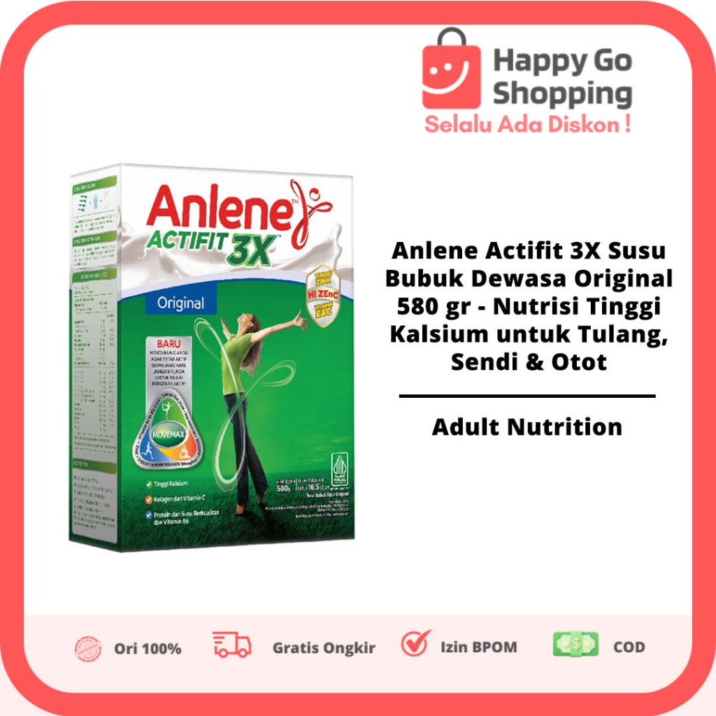 

Anlene Actifit 3X Susu Bubuk Dewasa Original 580 gr - Nutrisi Tinggi Kalsium untuk Tulang, Sendi & Otot