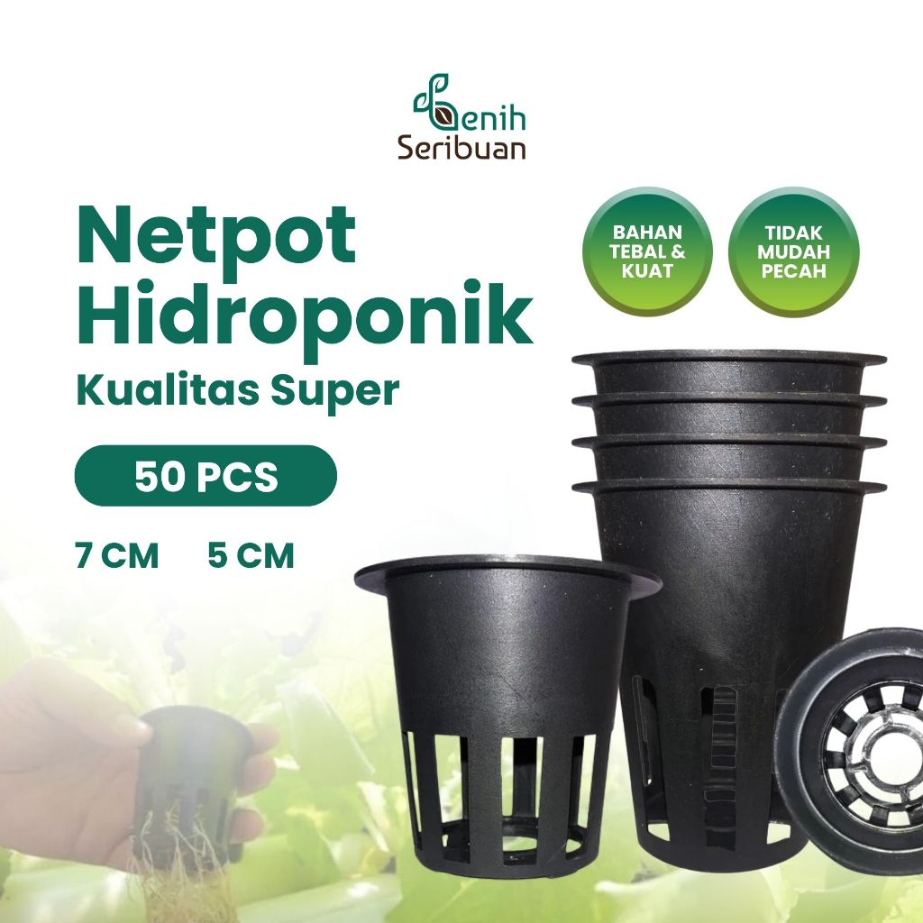 Benih Seribuan - Paket Netpot 5 & 7 cm Hitam Media Tanam Hidroponik
