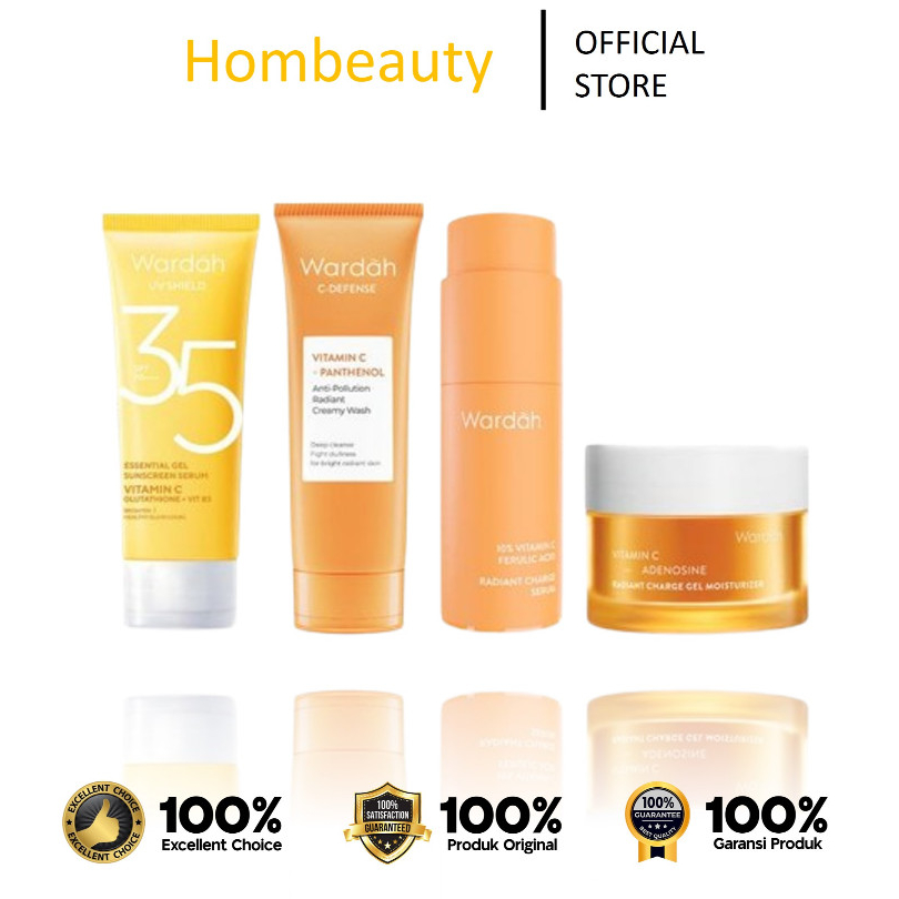 [BUNDLING] Wardah Paket Hemat C-Defense Vitamin C Solusi Masalah Kulit Skincare - (Isi 4 : Facial Wa