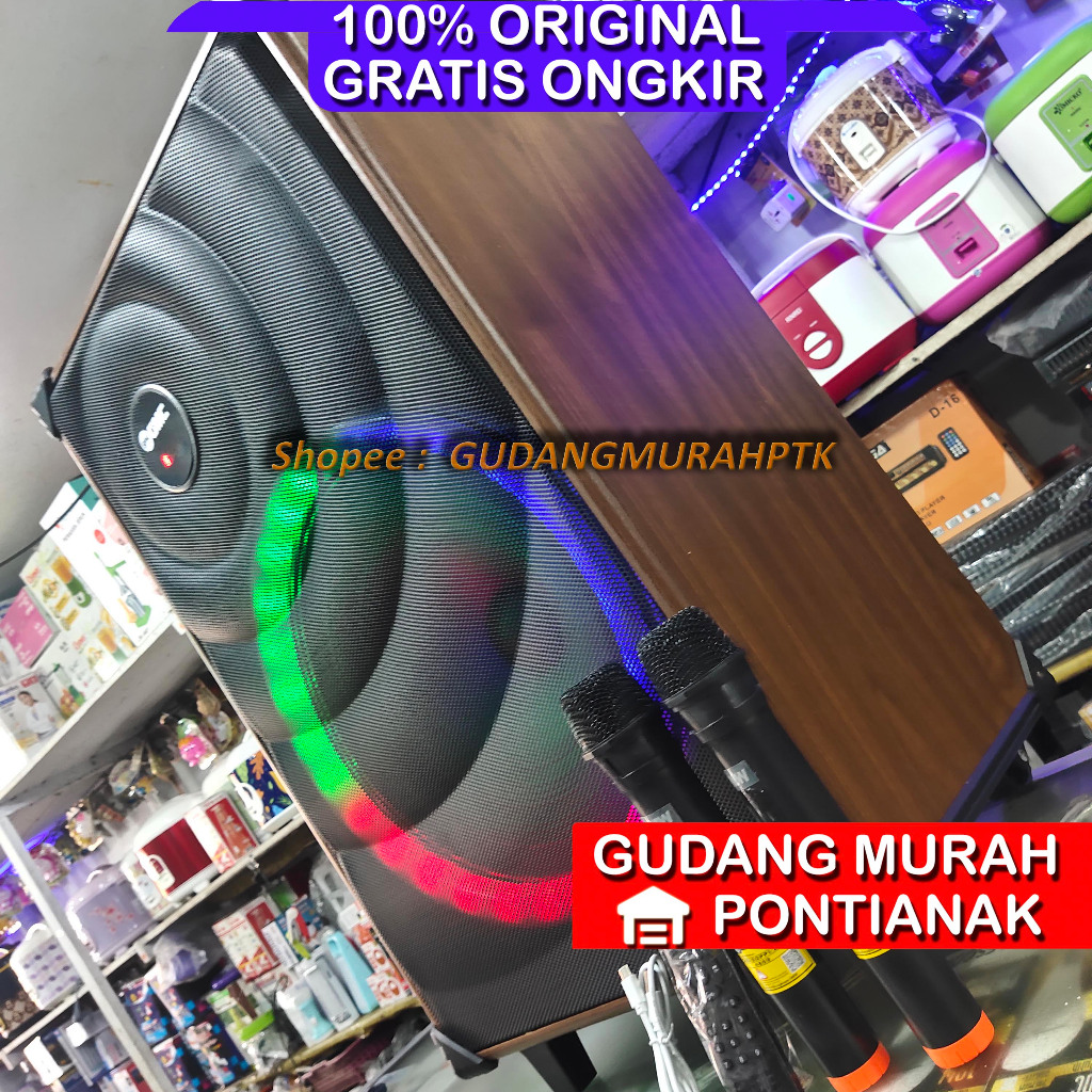 Speaker Bluetooth GMC 15 inch 2 Mic Wireless 883i 15" LED RGB Super Bass Salon portable Warna Random