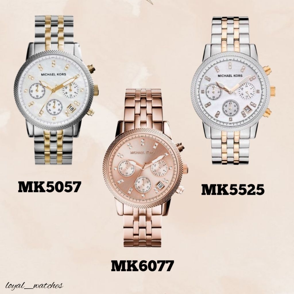 MK5057, MK5525, MK6077 JAM TANGAN WOMEN RANTAI STAINLESS STEEL