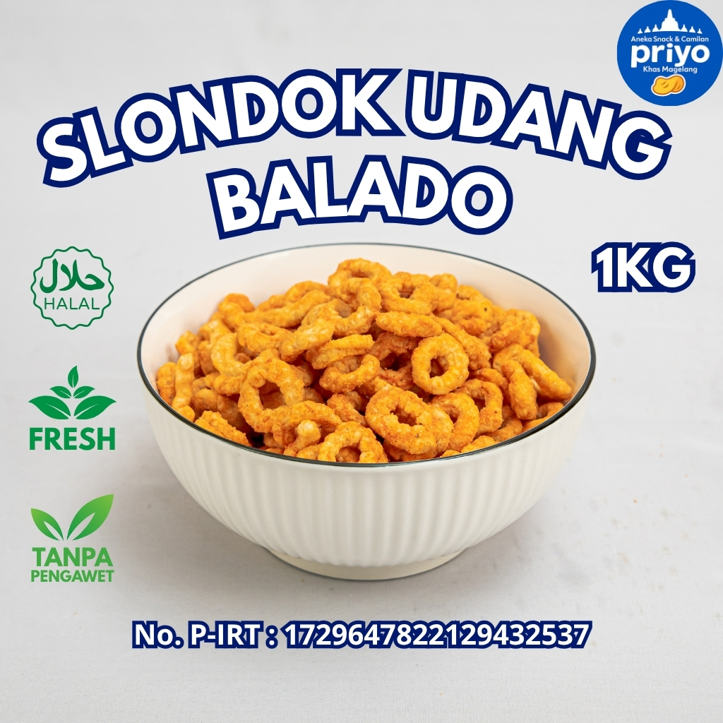 

Slondok Udang Balado 1Kg Priyo Snack Khas Magelang Renyah Gurih Halal Tanpa Pengawet