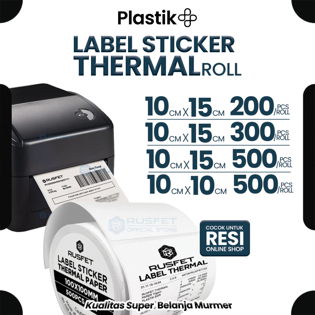 

Kertas Stiker Label Termal / Paper Thermal Sticker Untuk Resi Olshop (A6) Struk Kasir Rusfet Harga
