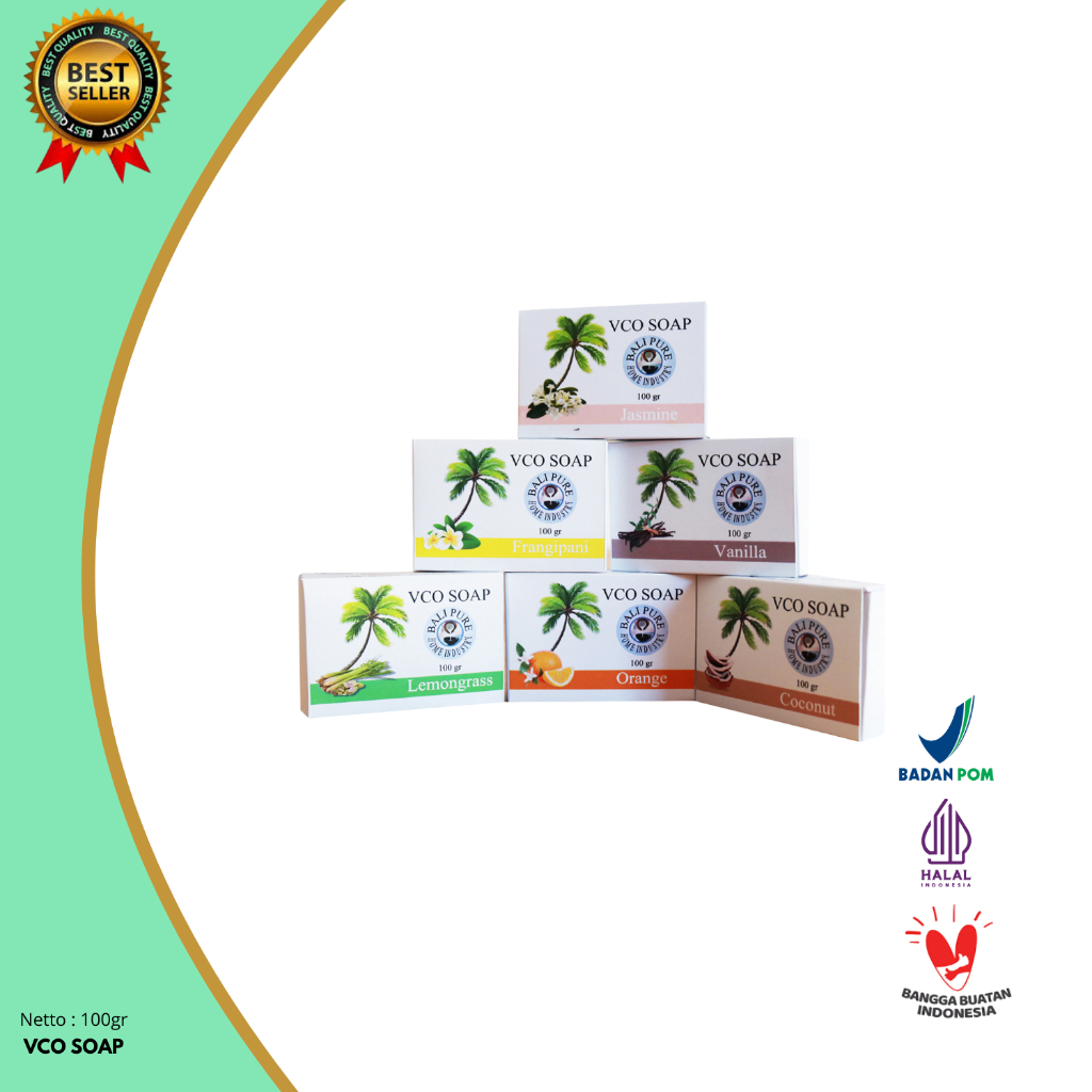 Bali Pure VCO Soap (Sabun) 100gr Perawatan Kulit Yang Cerah, Halus dan Wangi BPOM