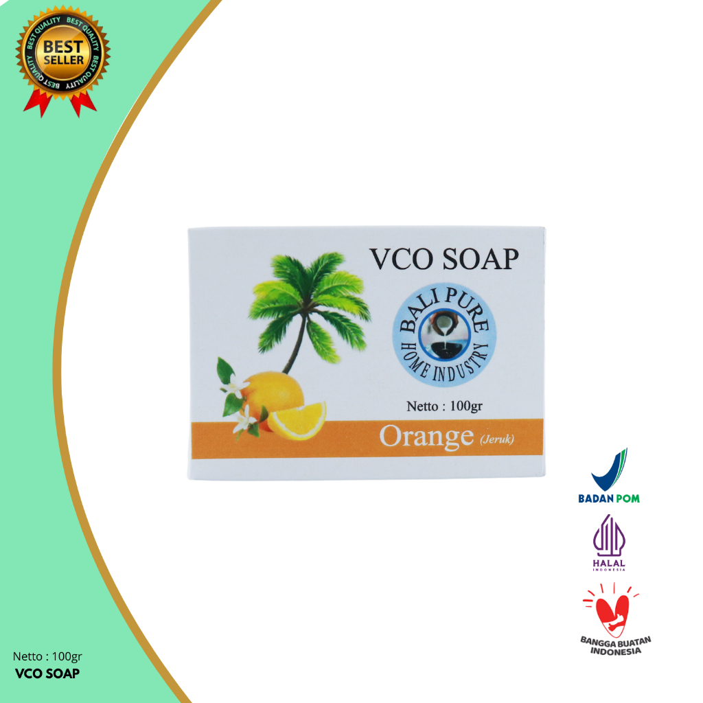Bali Pure Sabun VCO Soap Orange  100 gr Perawatan Kulit Halus dan Cerah Dengan Wangi Jeruk Yang Sega