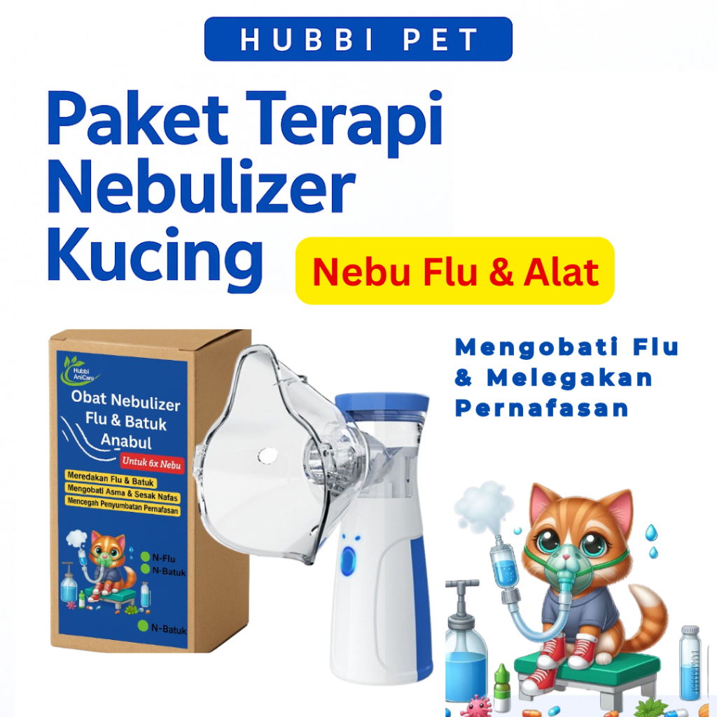 Obat Nebulizer Flu Kucing Anjing | Alat Uap Kucing Flu Berat Pet Nebusolution