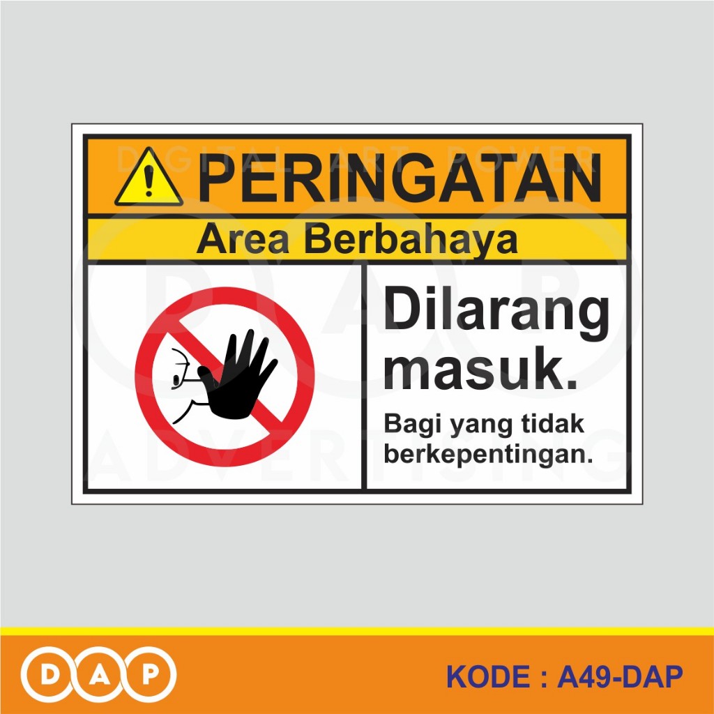 

A49- Acrylic Sign, Stiker Akrilik Area Berbahaya Dilarang Masuk, , Tahan Air, Termurah, Bisa Custom