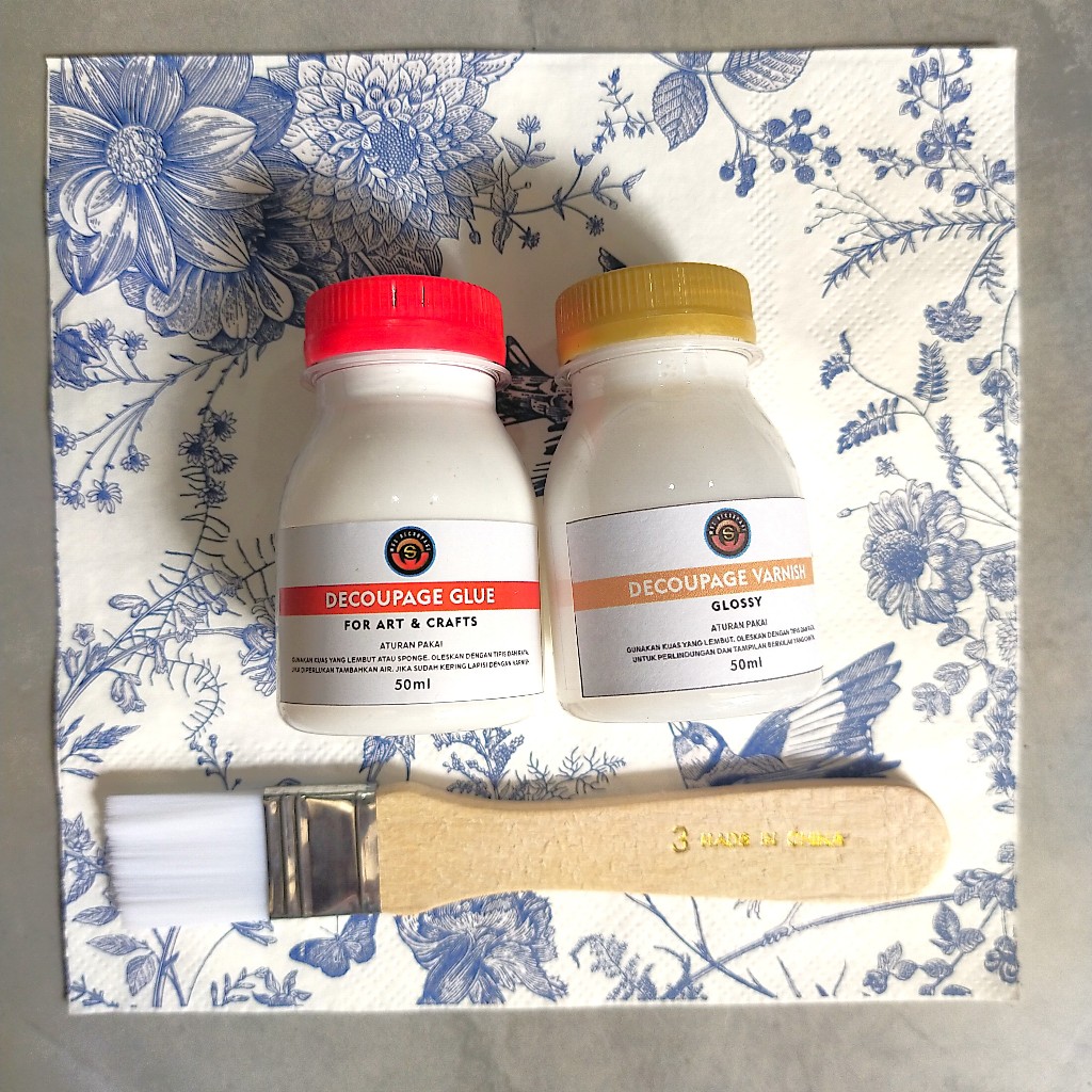

Paket komplit belajar kerajinan decoupage / paket tisu decoupage