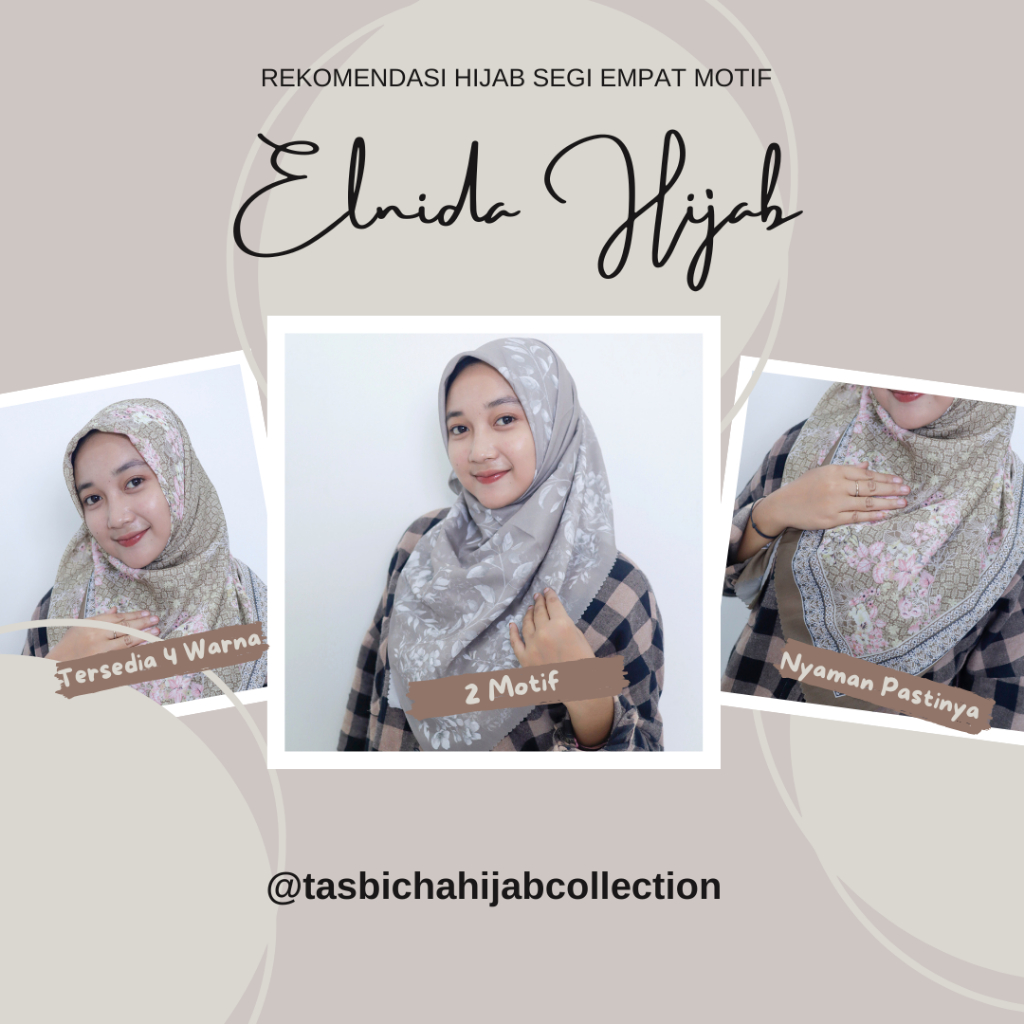 Hijab Segi Empat Motif By Elnida Hijab // Kerudung Motif Segi Empat // Scraf Elnida Hijab
