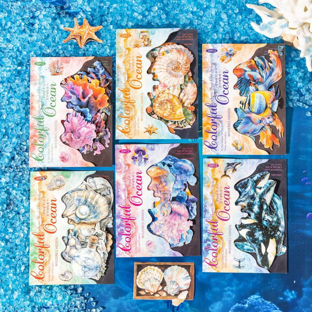 

(1AB) paper art deco dekor kertas journaling motif laut paus lumba karang sea whale dolphin