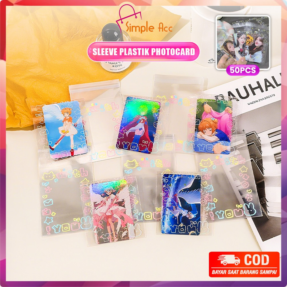 

DO-C1365 50PCS Plastik OPP Bungkus Sleeve Cover Kartu Photocard / 50 Lembar Plastik Packingan Bening Bingkisan Motif Corak Warna Warni