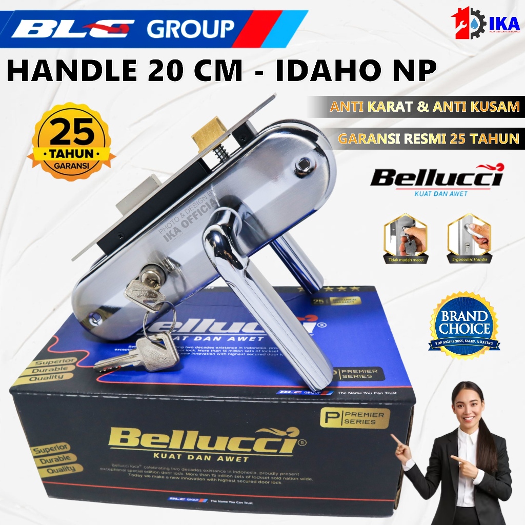 Slot Kunci Handle Handel Bellucci idaho Silver Hendel Pintu Set Medium 20 CM / Kunci Pintu Tanggung 