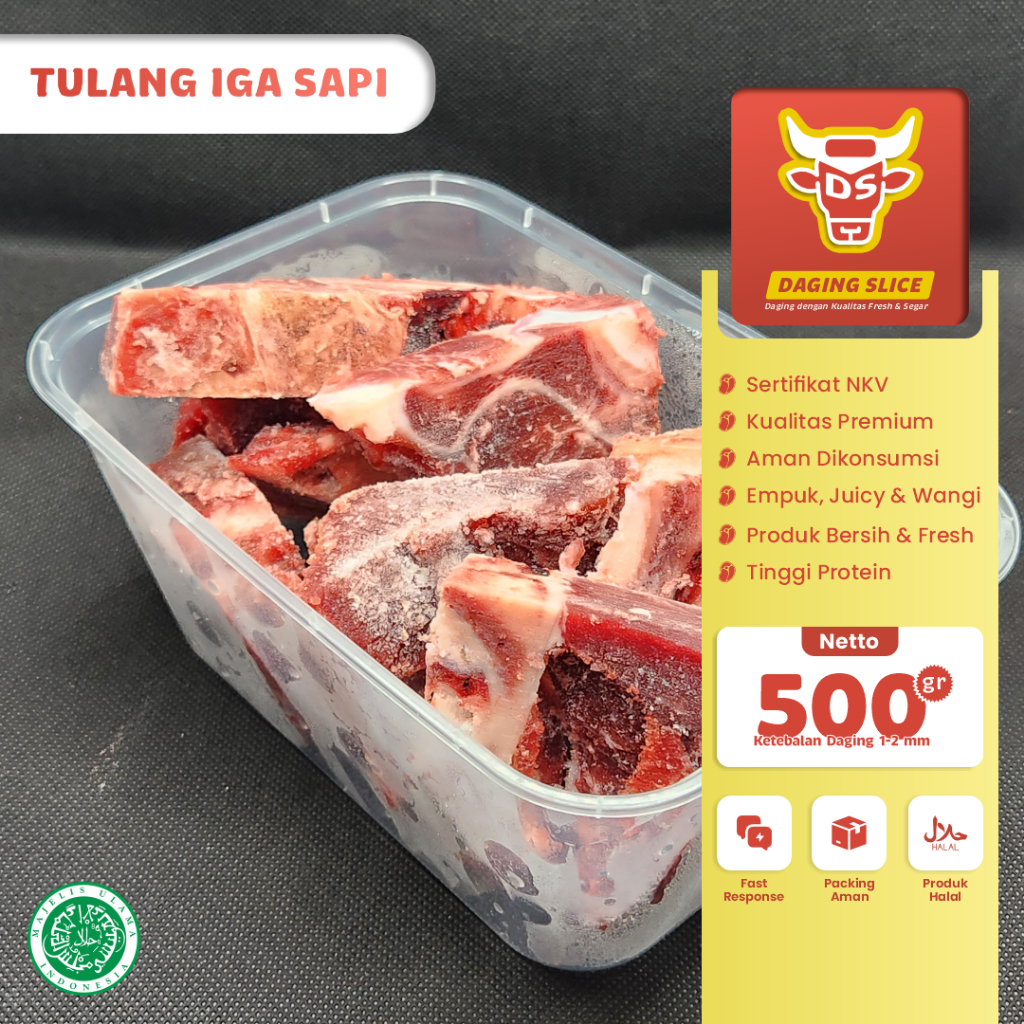 

Tulang Iga Sapi 500gr Gondrong Beef Ribs Daging Sop Grill Premium Fresh Segar Bandung