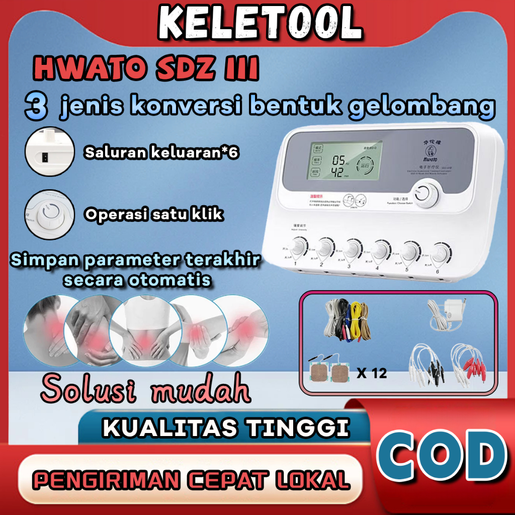 Tens Fisioterapi Stimulator Terapi Akupuntur Hwato SDZ III Stimulator Elektro Tens 6 Saluran Frekuen