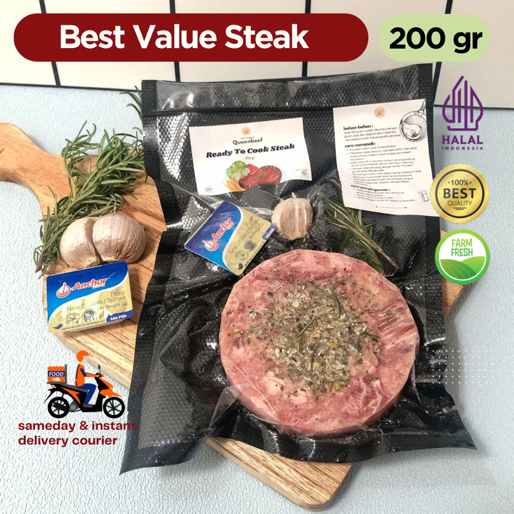 

Best Value Ready to Cook steak 200 gram HALAL siap masak ( tenderloin / rib eye )
