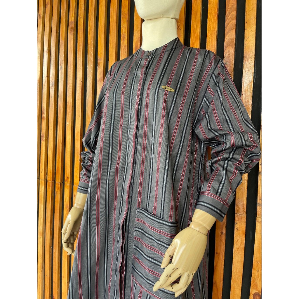 Tunik Motif Garis Lengan Panjang - Baju Atasan Muslim Casual