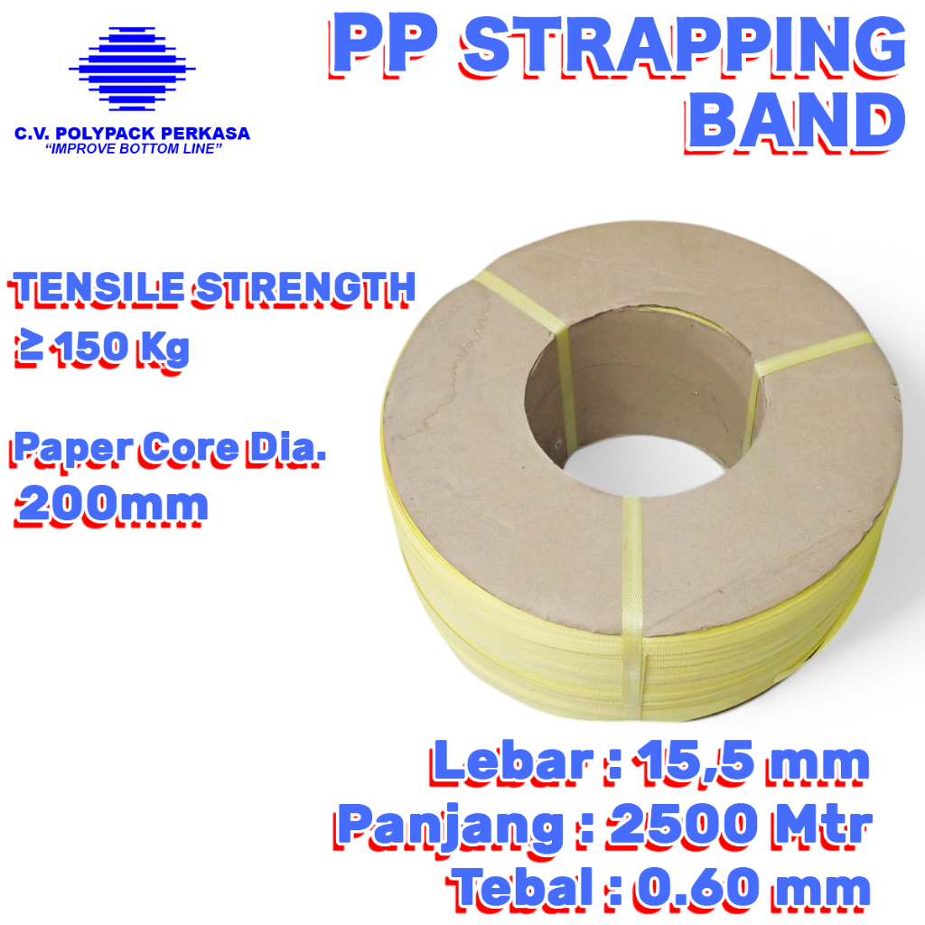 

PP Strapping Band Lebar 15,5mm Panjang 2500meter Tali Strapping Band Warna Kuning
