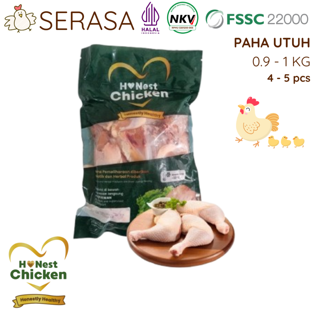 

HONEST CHICKEN DAGING AYAM PROBIOTIK AYAM PAHA UTUH HALAL NKV 900 GR - 1000 GR