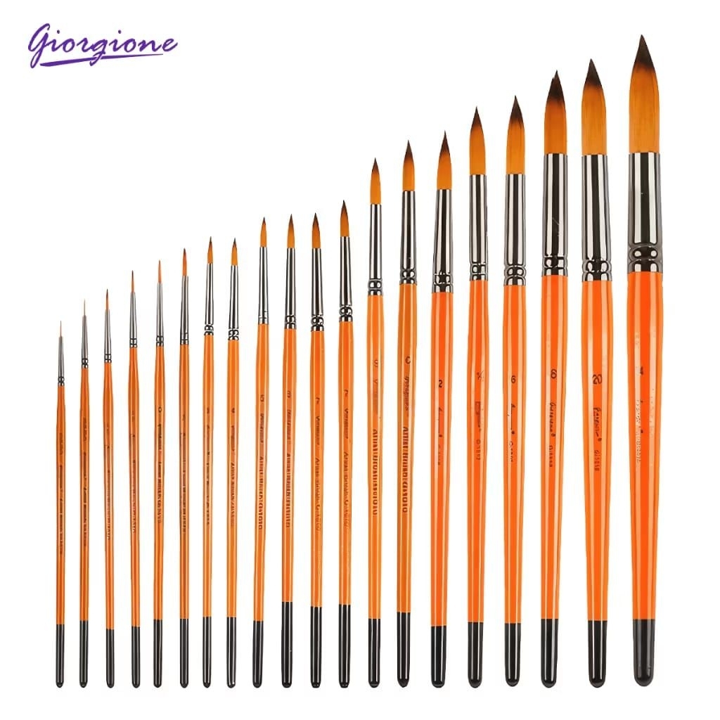 

Giorgione Paint Brush Pointed Tip Nylon Brush Round Shape | Kuas Lukis Nylon Round Shape
