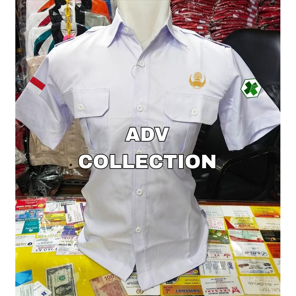 Kemeja Korpri Seragam Puskesmas Korpri Putih PDH Lengan Pendek Pria Bordir