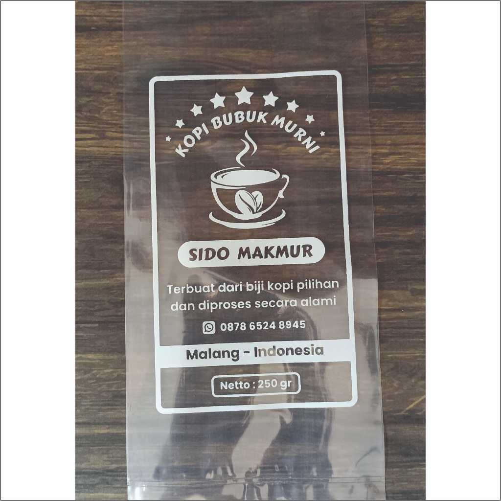 

SABLON PLASTIK KEMASAN SNACK,KOPI,GULA DLL (12x25) TEBAL 05