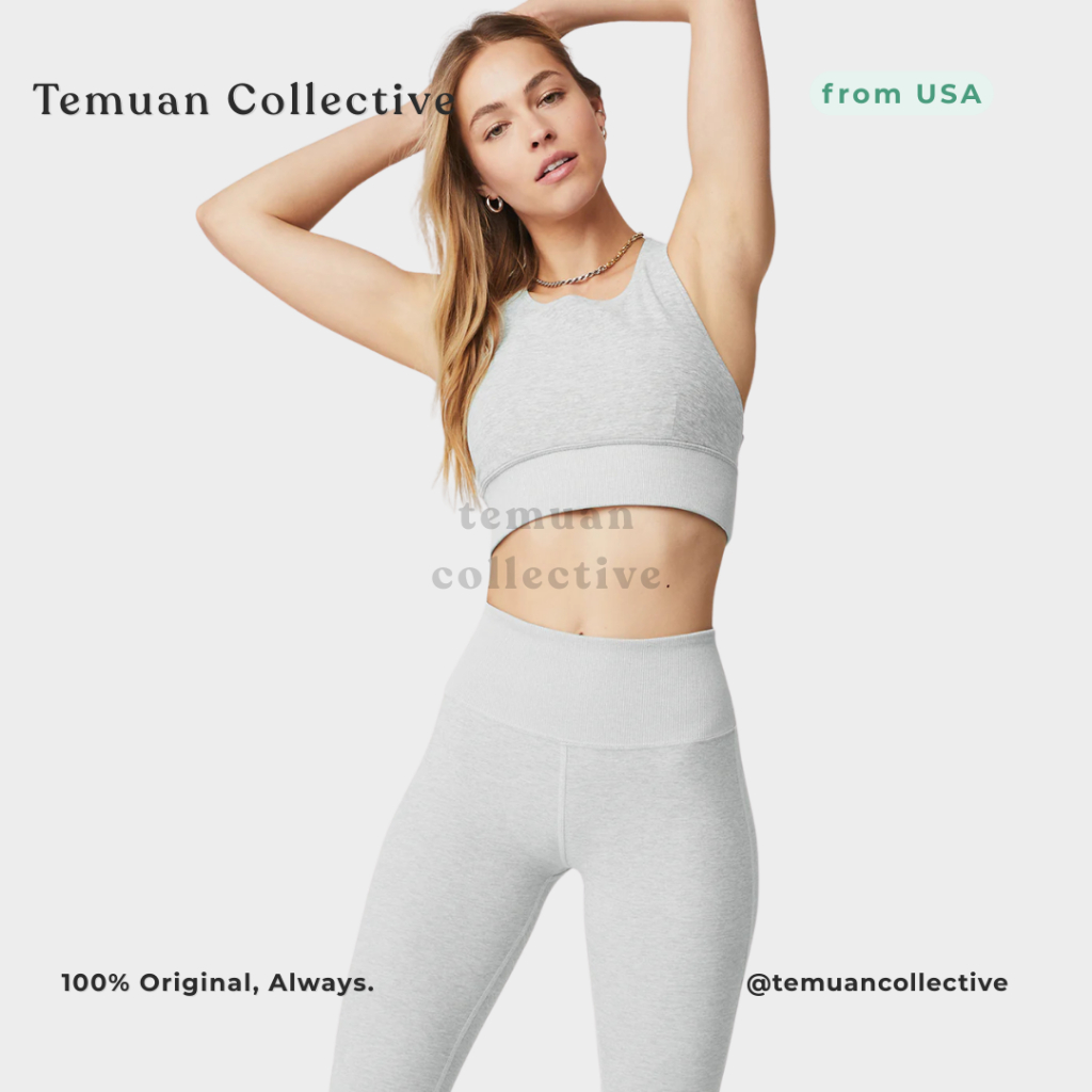 Alo Yoga Alosoft Serenity Bra Zinc Heather – Atasan Bra Sport Wanita Premium Warna Abu Lembut, Bahan