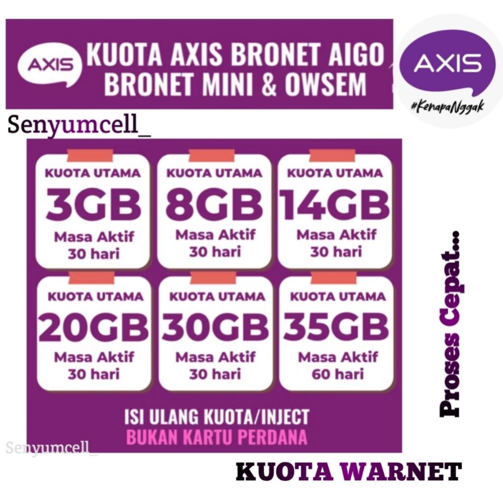 PROMO KUOTA AXIS BRONET BOOSTER WARNET  SUPER MURAH PROSES CEPAT