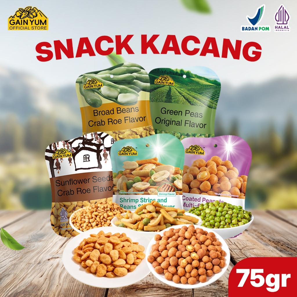 Gain Yum Crab Roe Flavour Beans 75g Peas Original Peas Garlic Kuaci Kupas Shrimp Strips