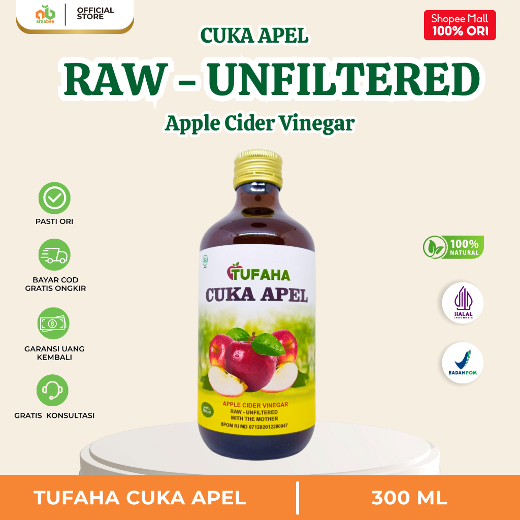 

Cuka Apel Original Kesehatan Diet Detox Malang Organic Apple Cider Vinegar 300 ml