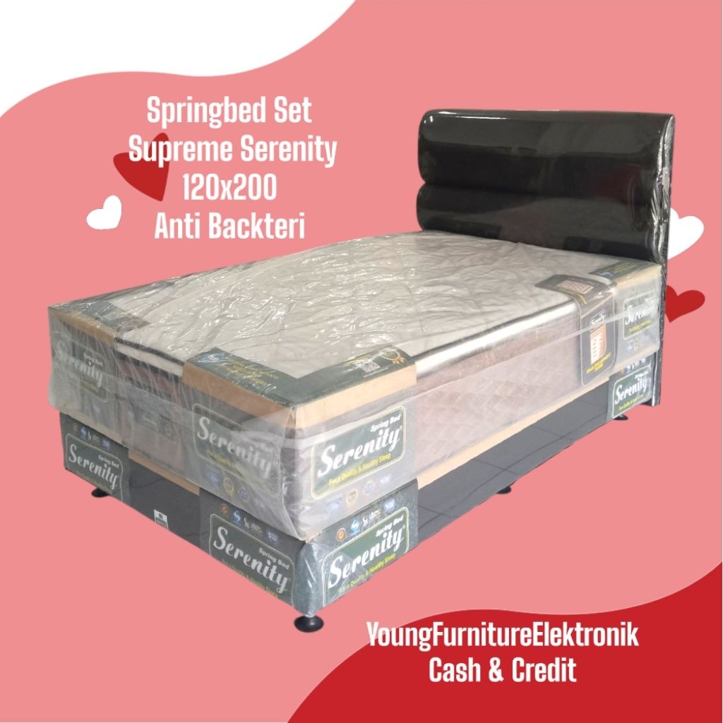 Spring Bed Set Dipan Serenity Supreme 120x200 Pocked Spring Anti Backteri