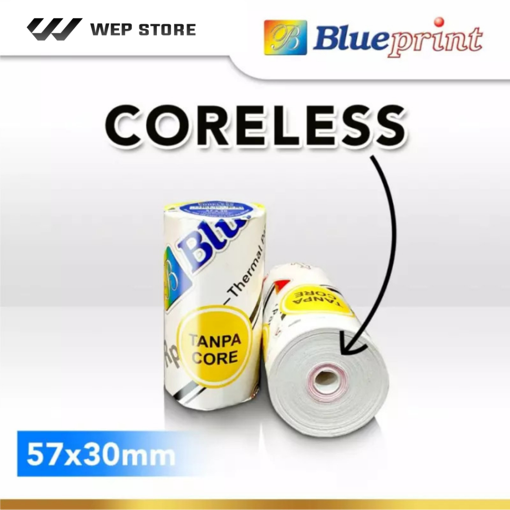 

Blueprint Paper Thermal 57 x 30mm Coreless Kertas Thermal EDC Struk Nota Tiket Karcis 57x30