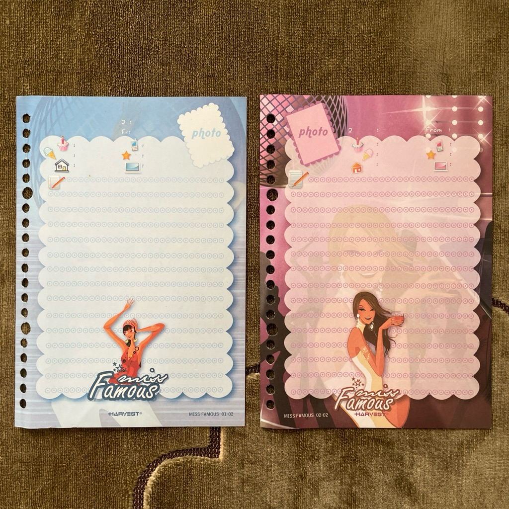 

[HARGA PER LEMBAR, MIN 5 PCS, BISA MIX] Kertas Binder/Loose Leaf Harvest Miss Famous Langka