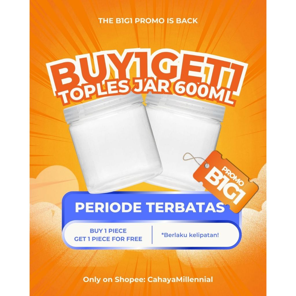 Toples Tabung 600 ml / Toples Kue Kering / Toples Jar Plastik 600ml / Plastik Jar Bening