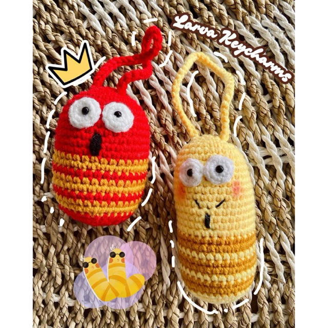 Gantungan Kunci Rajut / Keychain Crochet / Larva Keychain / Ganci Lucu / Ganci Karakter