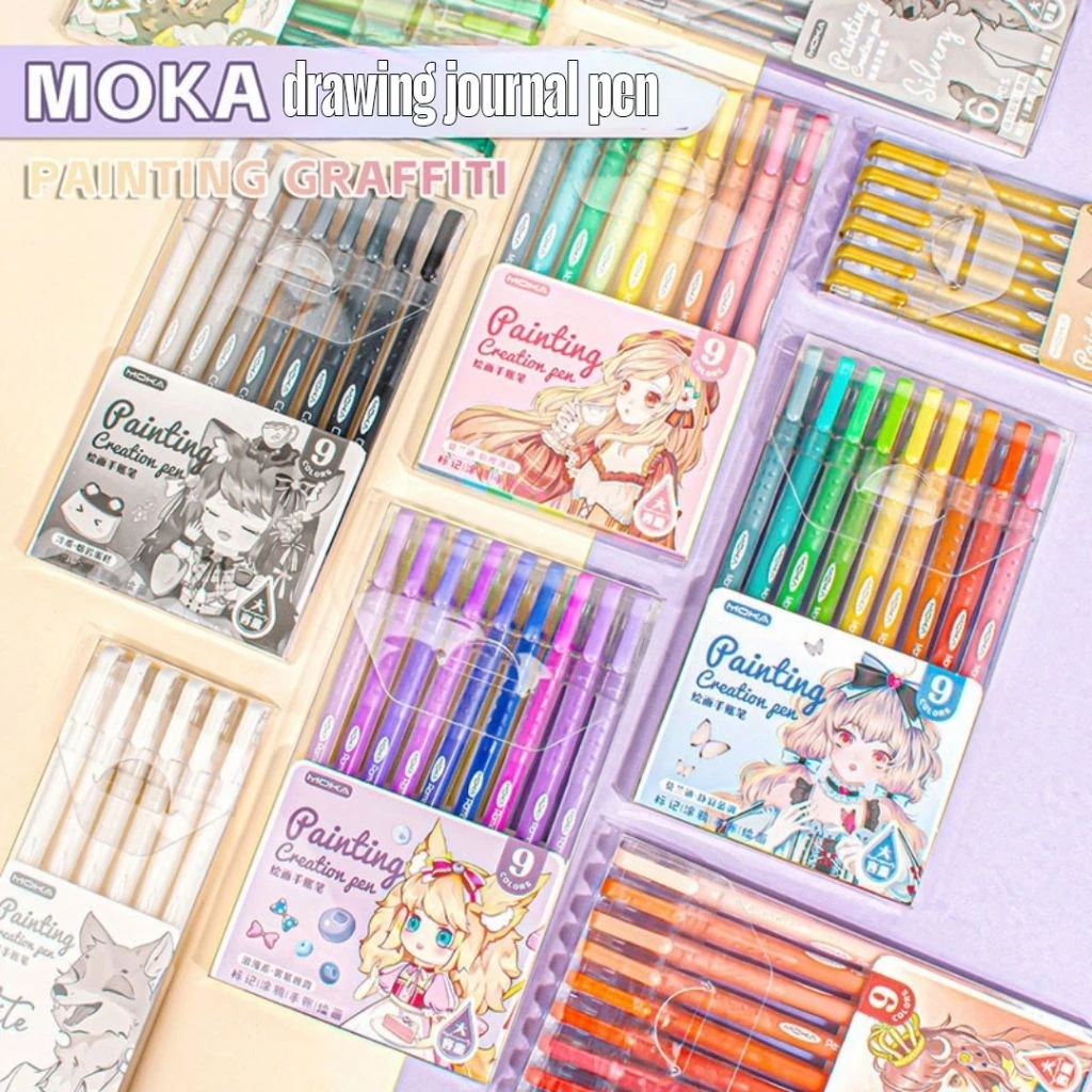 

Dypack Painting Creation Pen 9 Warna – Drawing & Journal Pen Morandi Pastel | Light Pen untuk HandBook & Sketsa