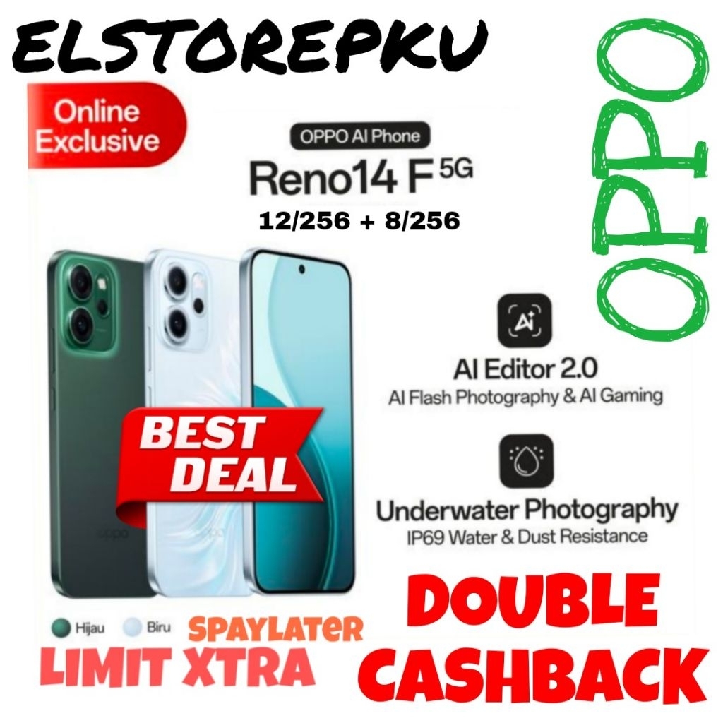 OPPO Reno 14F 5G NFC 12/256 + 8/256 IP69 HP anti air. Snapdragon 5G + 120Hz 6000mAh 45Watt SuperVOOC