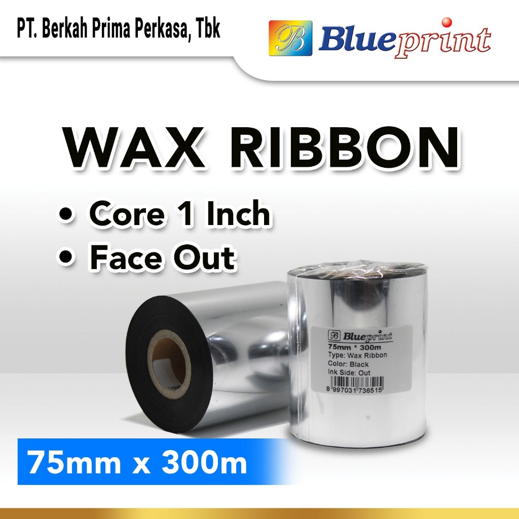 

Ribbon Wax Barcode Label 75x300m BLUEPRINT Thermal Transfer Ribbon