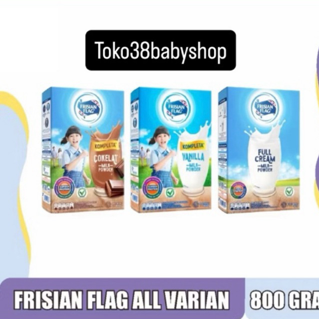 FRISIAN FLAG Fullcream 800g/ Frisian Flag Kompleta Vanilla /Cokelat 800gr Susu Bubuk