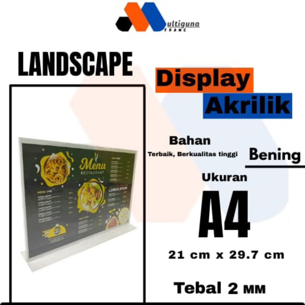 

Tempat Brosur Display Menu Landscape Akrilik Acrylic Menu Qris Ukuran A4 Tebal 2mm