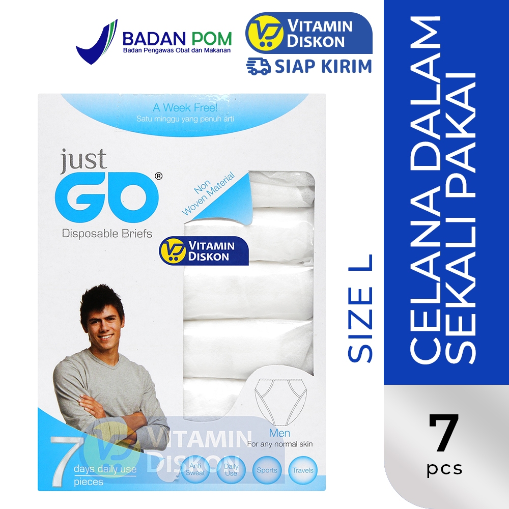 JUST GO DISPOSABLE UNDERWEAR MEN 7 PACK | Celana Dalam Sekali Pakai, Travel Friendly, Tidak Mudah Ro