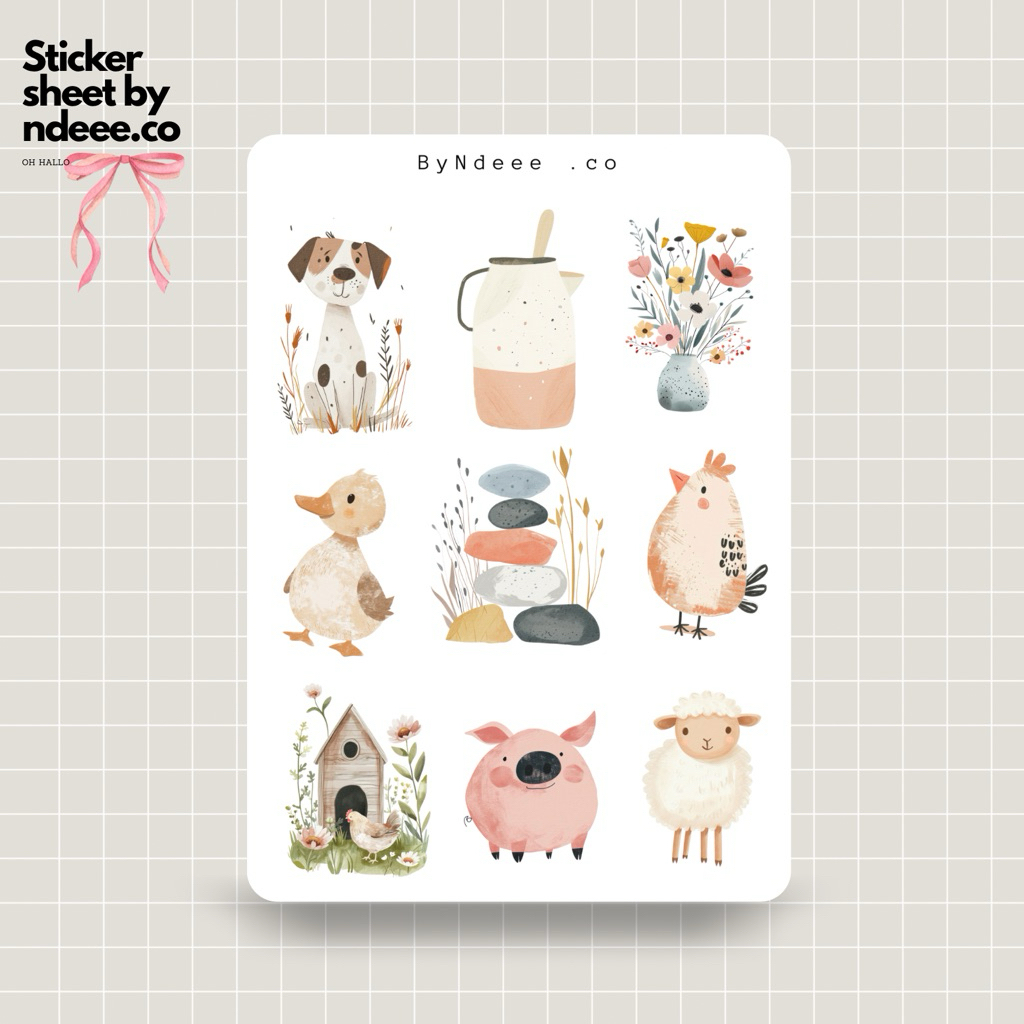 

Sticker Sheet | Farm | journal stickers, calendar, planner stickers, scrapbook stickers, cozy art