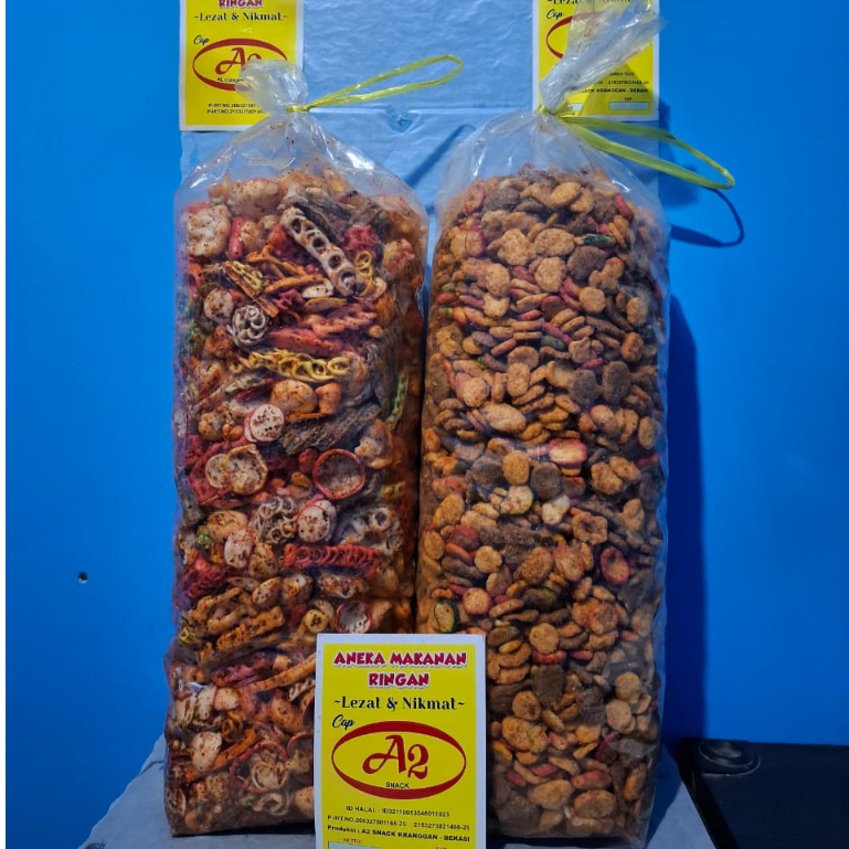 

kerupuk Seblak Mix Kencur Campur Sagala aya pedas daun jeruk berat 1kg 500gram 250gr